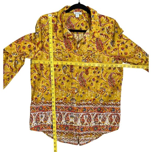 Sundance Paisley Boho Button Front Cotton Blouse Large - Picture 6 of 6